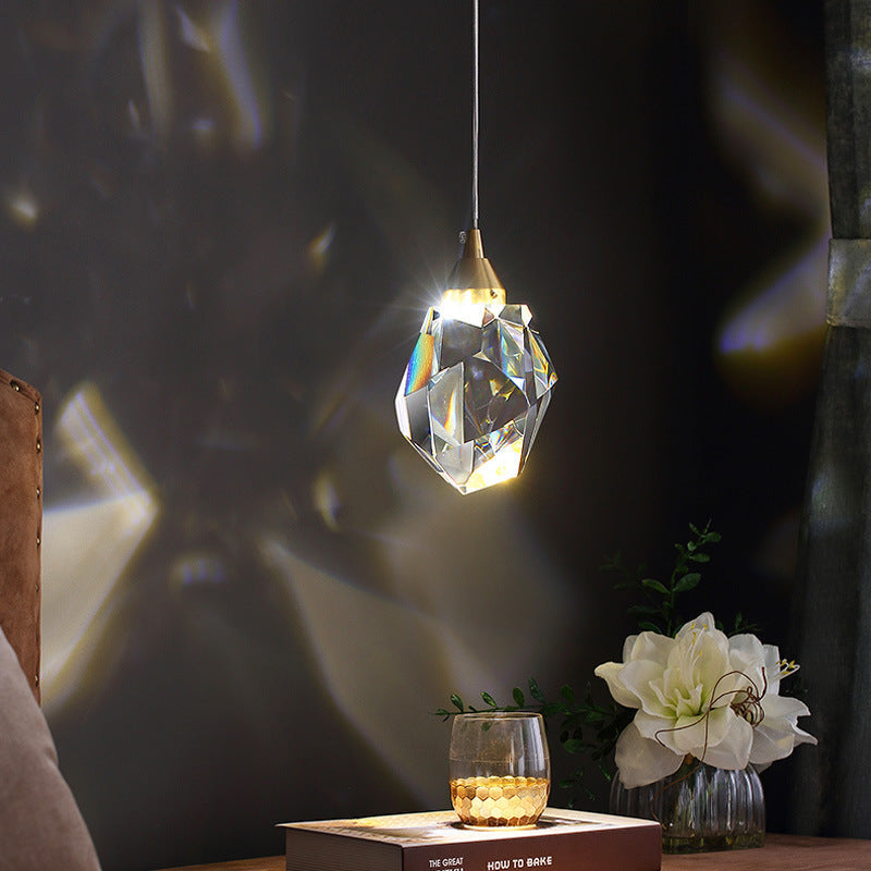 Luxury Crystal Chandelier Modern Copper Three Head Ceiling Light