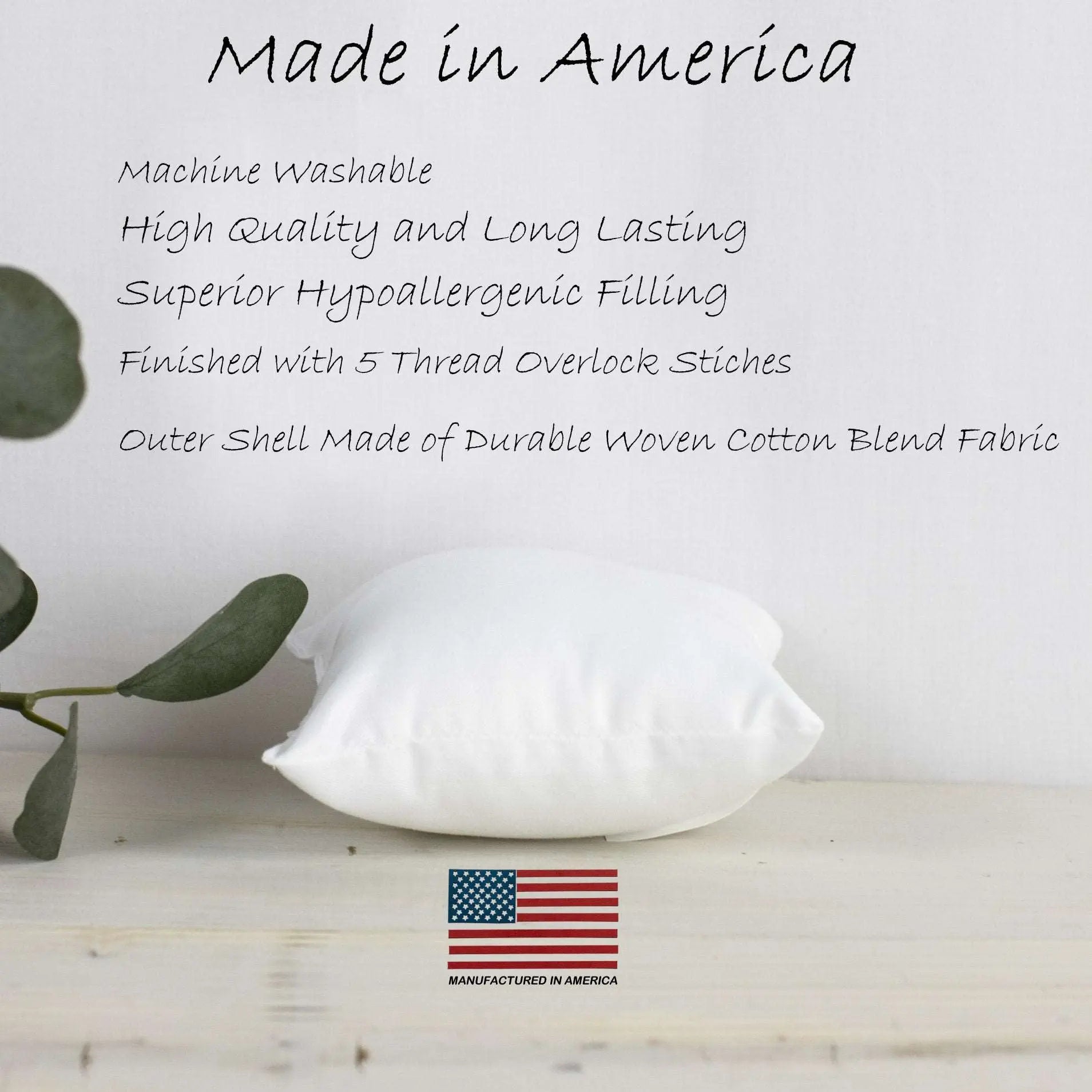 25x25 Polyester Pillow Insert Indoor Outdoor Hypoallergenic Cushion