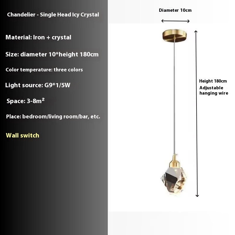 Luxury Crystal Chandelier Modern Copper Three Head Ceiling Light