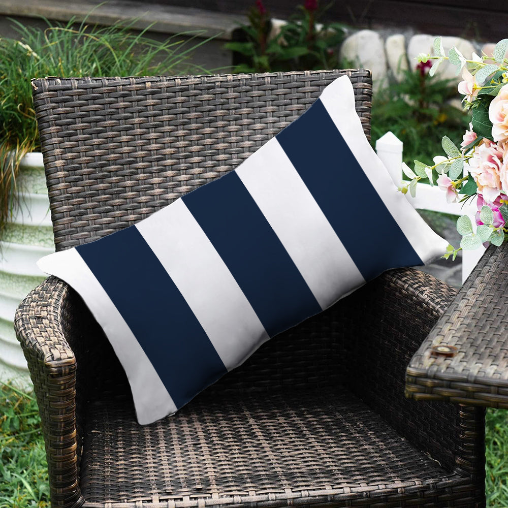 Striped Waterproof Outdoor Throw Pillow with Insert Two Size Options