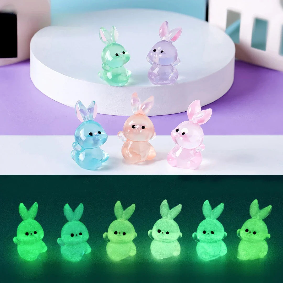 Luminous Mini Rabbit Figurines Resin Fairy Garden DIY Decor