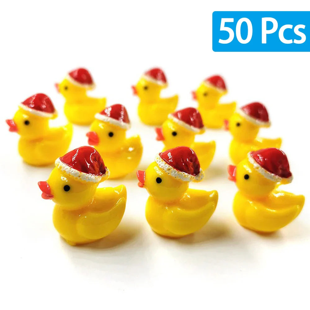 50pcs Christmas Mini Duck Figurines Cute Animal Decor Set