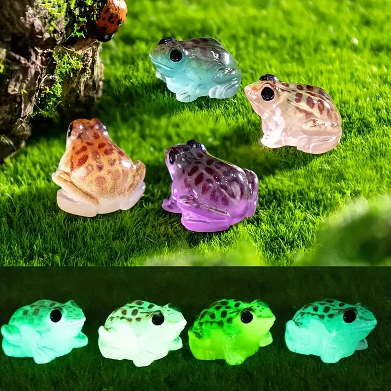 Luminous Frog Statues Colorful Resin Garden Car Decoration