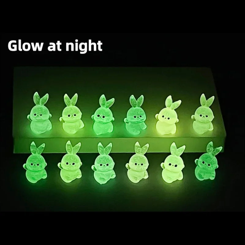 Luminous Mini Rabbit Figurines Resin Fairy Garden DIY Decor