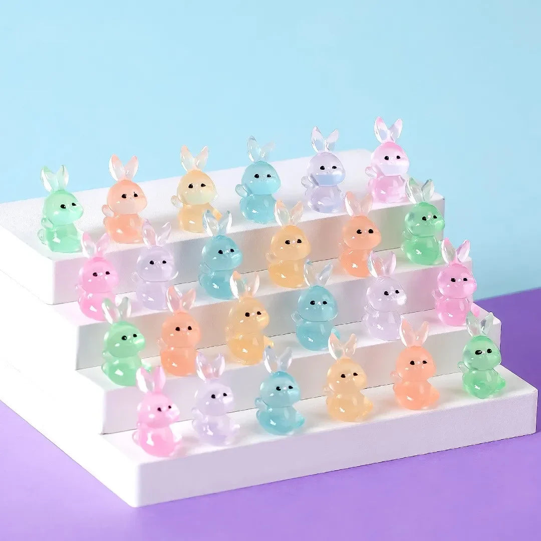 Luminous Mini Rabbit Figurines Resin Fairy Garden DIY Decor