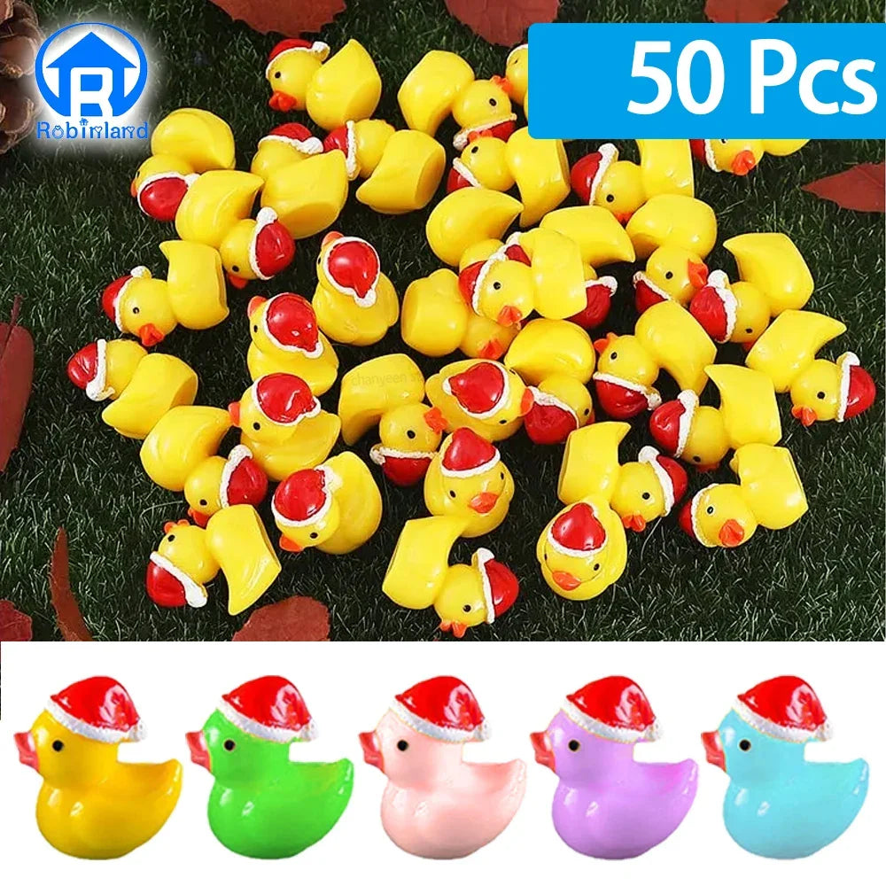 50pcs Christmas Mini Duck Figurines Cute Animal Decor Set