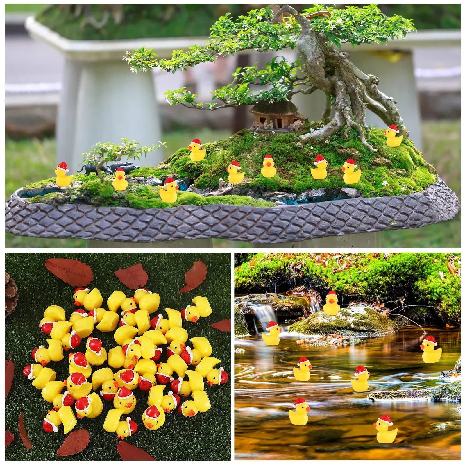 50pcs Christmas Mini Duck Figurines Cute Animal Decor Set