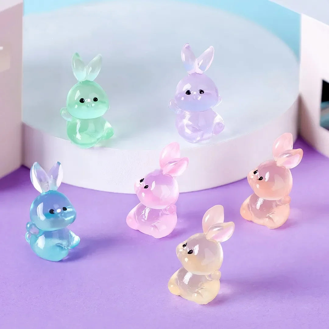 Luminous Mini Rabbit Figurines Resin Fairy Garden DIY Decor
