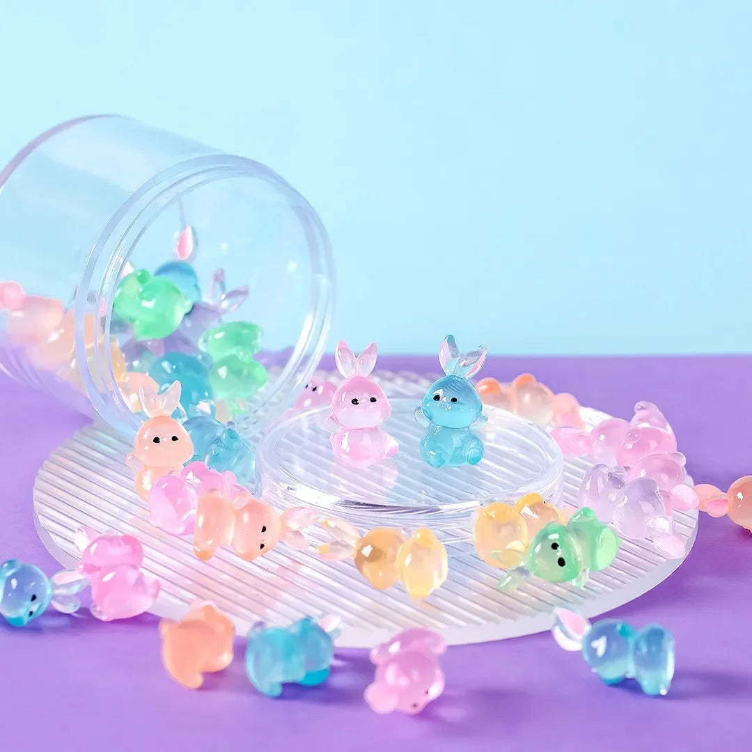 Luminous Mini Rabbit Figurines Resin Fairy Garden DIY Decor