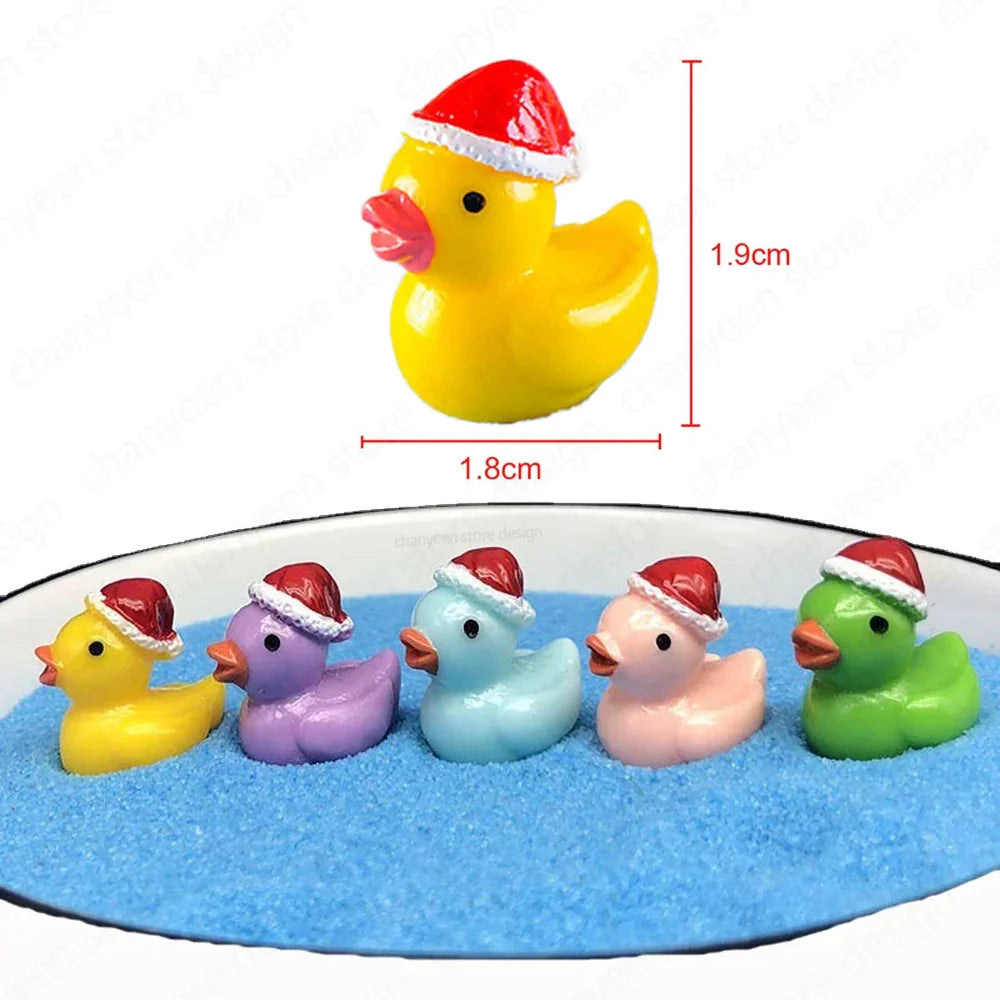 50pcs Christmas Mini Duck Figurines Cute Animal Decor Set