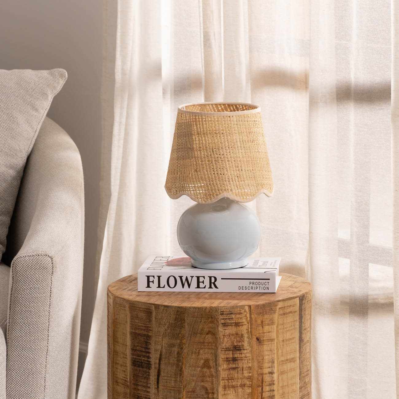 Blue Ceramic Table Lamp Solid Modern Home Lighting