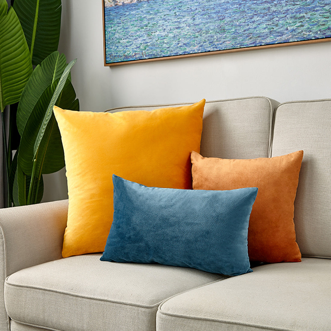 3 Piece Throw Pillow Bundle Velvet Covers with Inserts
