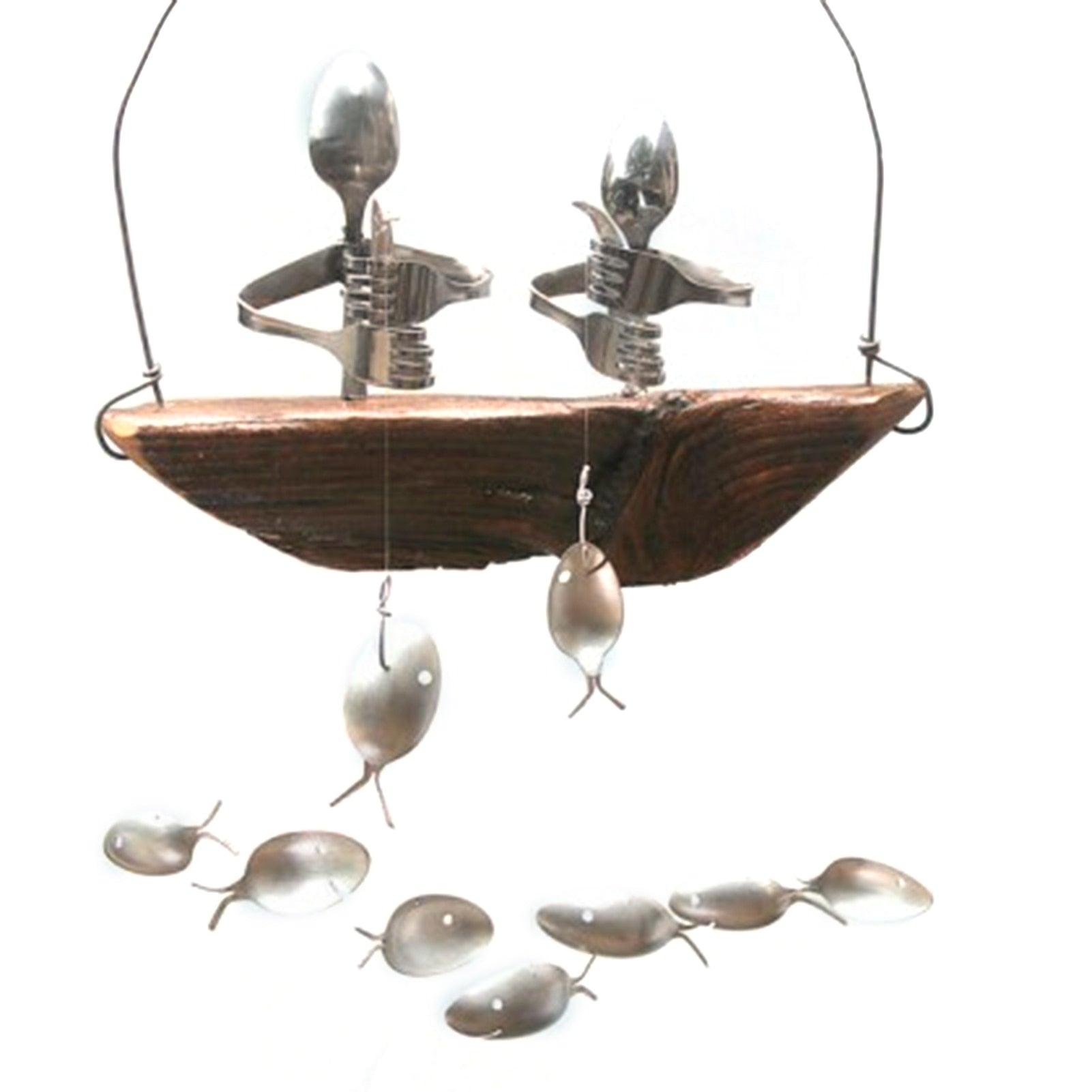 Fishing Man Fish Wind Chime Hanging Garden Home Decor