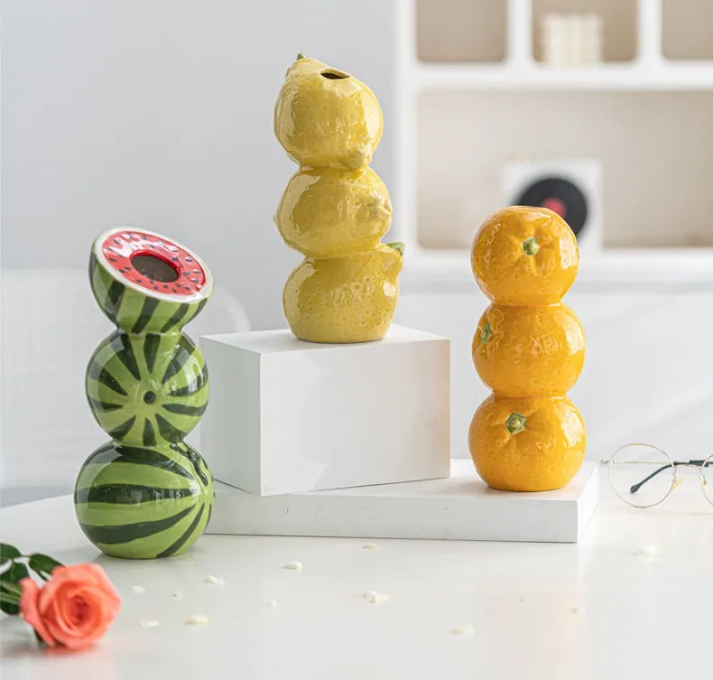 DecorBites™ Ceramic Fruit Vase for Home and Office
