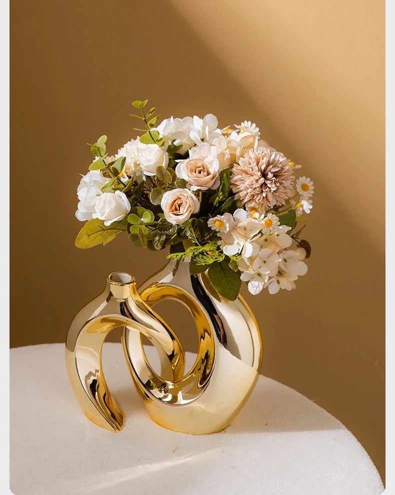 Golden Flower Vase - Home Decor Accessory