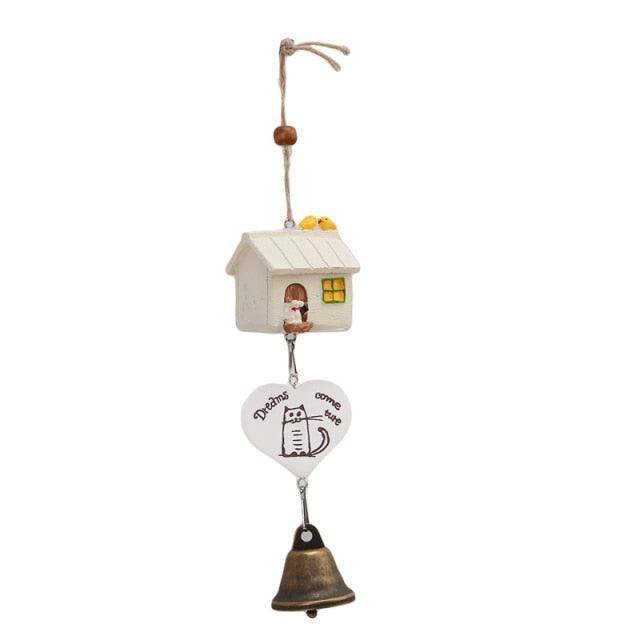 Bamboo Birdhouse Wind Chimes Painted Outdoor Garden Hanging Decor
