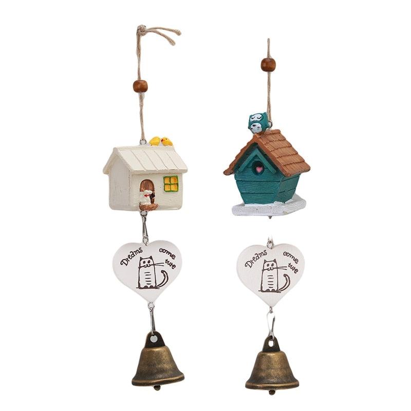 Bamboo Birdhouse Wind Chimes Painted Outdoor Garden Hanging Decor