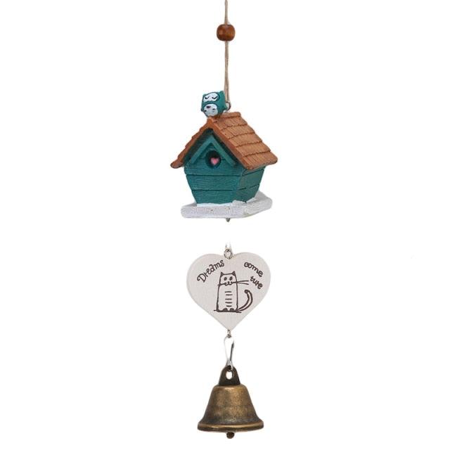 Bamboo Birdhouse Wind Chimes Painted Outdoor Garden Hanging Decor