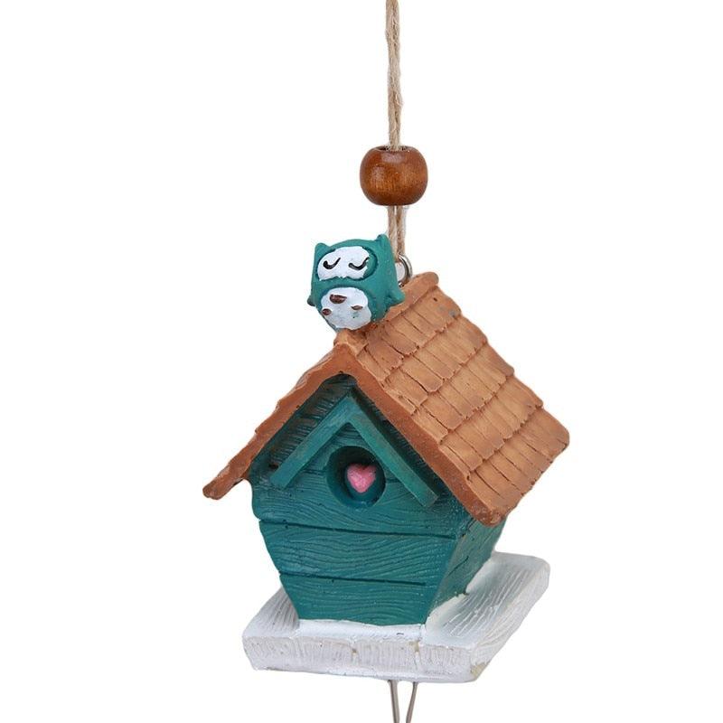 Bamboo Birdhouse Wind Chimes Painted Outdoor Garden Hanging Decor