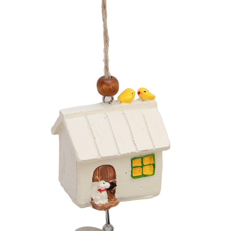 Bamboo Birdhouse Wind Chimes Painted Outdoor Garden Hanging Decor