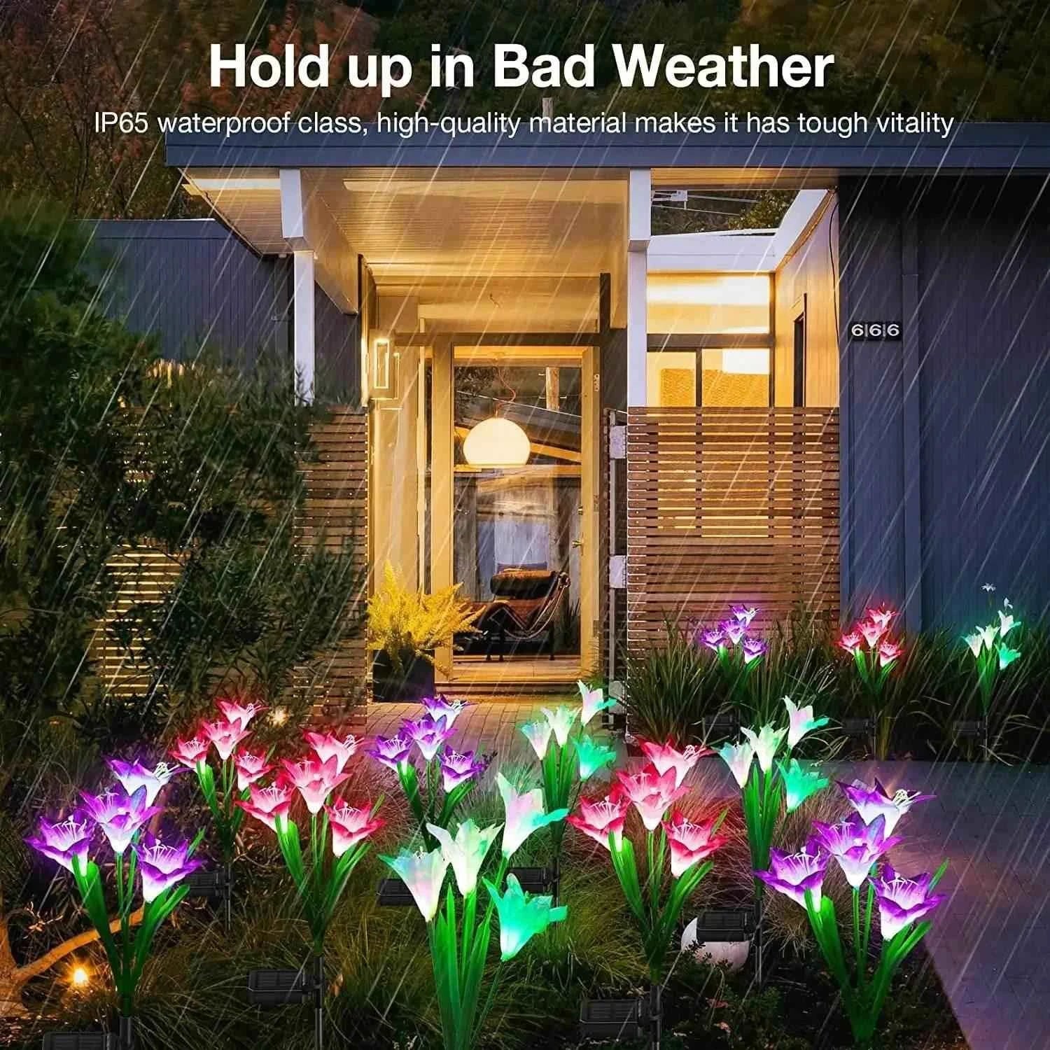 Outdoor Solar Lily Garden Lights - Decorative Pathway Lighting